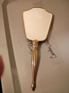 Gold Tone Handheld VINTAGE Vanity Mirror